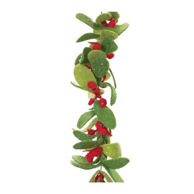 Edge Collections - Red with Green - Fabric Mistletoe String Garland! Image 1