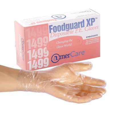 Edge Collections  - Small - White - Poly Foodguard Embossed Gloves (Small)! Image 1