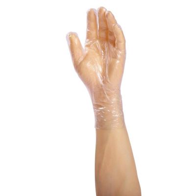 Edge Collections  - Small - White - Poly Foodguard Embossed Gloves (Small)! Image 1