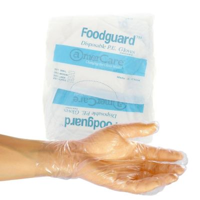 Edge Collections  - Small - White - Poly Foodguard Embossed HDPE Gloves! Image 1