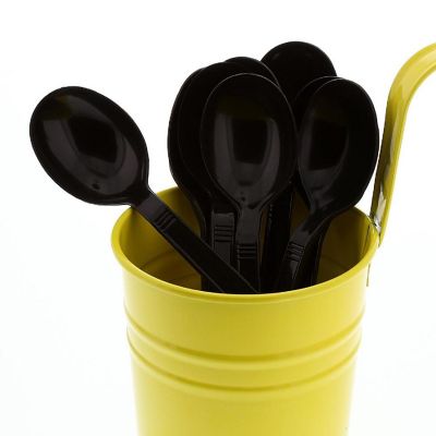 Edge Collections  - Weight Black Polypropylene Soup Spoons! Image 1
