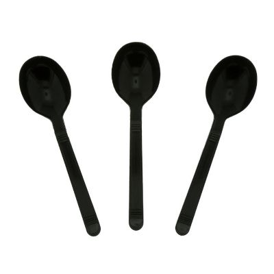 Edge Collections  - Weight Black Polypropylene Soup Spoons! Image 1