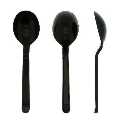 Edge Collections  - Weight Black Polypropylene Soup Spoons! Image 2