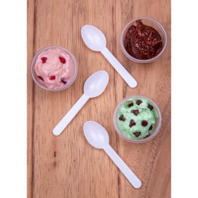 Edge Collections  - White - Polypropylene Ice Cream Taster Spoons! Image 1