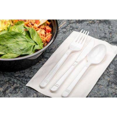 Edge Collections  - White Polypropylene Wrapped Teaspoons! Image 1