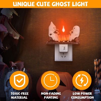 Edge Collections - White - Whimsical Ghost Campfire Night Light for Halloween Decor! Image 1