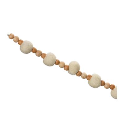 Edge Collections - White - Wood Beaded String Garland! Image 1
