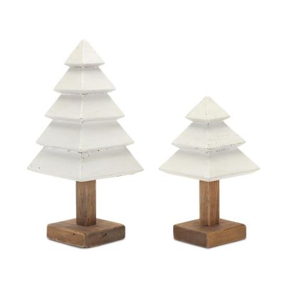Edge Collections - White - Wood Pine Trees Tiered Set! Image 1