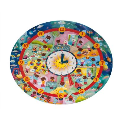 Eeboo: Around The Clock Round Jigsaw Puzzle Image 1