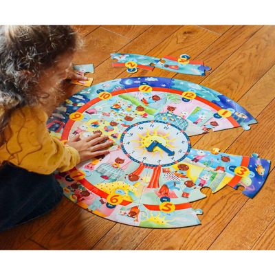 Eeboo: Around The Clock Round Jigsaw Puzzle Image 3