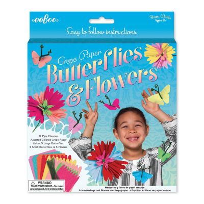 eeBoo Crepe Paper Flowers &amp; Butterflies Craft Kit Image 1