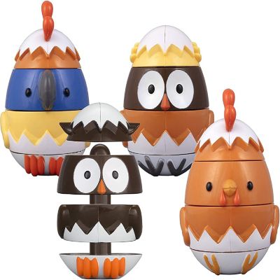 Egg Stacking & Sorting Toys, Mix & Match Educational Hatching Animal Eggs 4 pk - Owl, Duck Chicken Bluejay - Fun for Toddlers and Kids Image 1