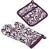 Eggplant Damask Oven Mitt & Potholder Set Image 1