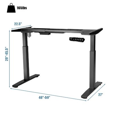 Electric Stand Up Desk Frame Single Motor Height Adjustable w/ Controller Black Image 2