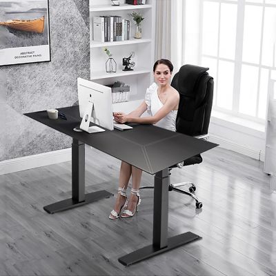 Electric Stand Up Desk Frame Single Motor Height Adjustable w/ Controller Black Image 3