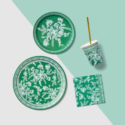 Emerald Toile Small Plates -10/Pack - 10 Pieces Image 2