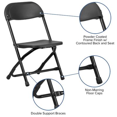 Emma + Oliver 10 Pack Kids Black Plastic Folding Chair Image 1