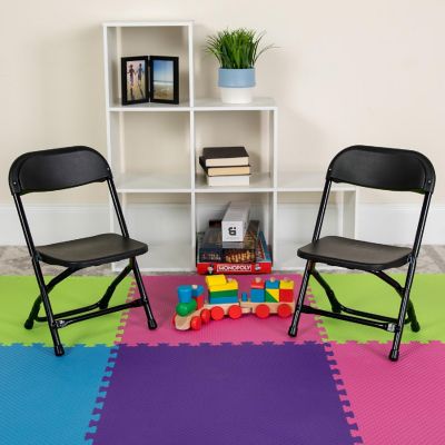 Emma + Oliver 10 Pack Kids Black Plastic Folding Chair Image 1