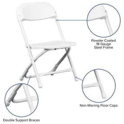 Emma + Oliver 10 Pack Kids White Plastic Folding Chair Image 1