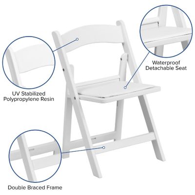 Emma + Oliver 10 Pack Kids White Resin Folding Event Party Chair with Vinyl Padded Seat Image 2