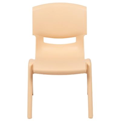 Emma + Oliver 10 Pack Nat Plastic Stackable School Chair with 12" Seat Height - Preschool Seating Image 3