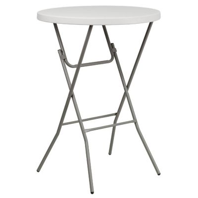 Emma + Oliver 2.63-Foot Round Granite White Plastic Bar Height Folding Event Table Image 1