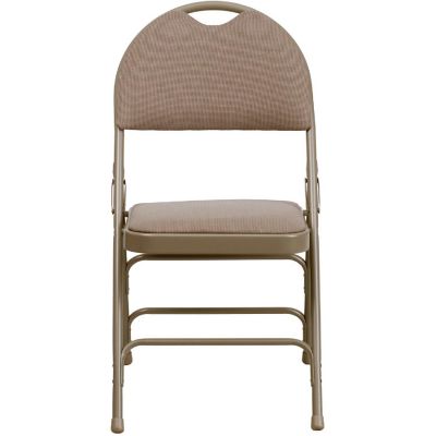 Emma + Oliver 2 Pack Easy-Carry Beige Fabric Metal Folding Chair Image 2