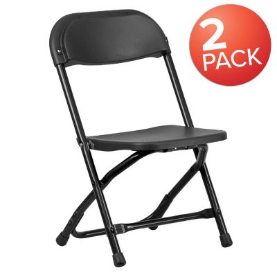 Emma + Oliver 2 Pack Kids Black Plastic Folding Chair Image 1