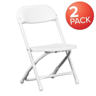 Emma + Oliver 2 Pack Kids White Plastic Folding Chair Image 1