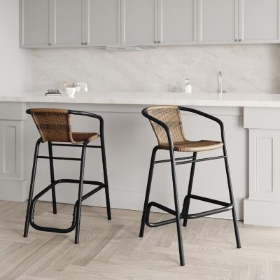 Emma + Oliver 2 Pack Medium Brown Barstool Image 1