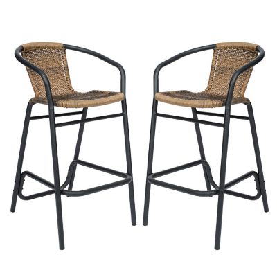 Emma + Oliver 2 Pack Medium Brown Barstool Image 1