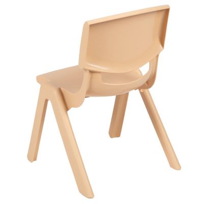 Emma + Oliver 2 Pack Natural Plastic Stackable School Chair with 10.5"H Seat, Preschool Chair Image 3