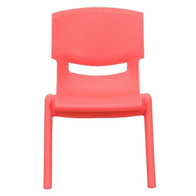 Emma + Oliver 2 Pack Red Plastic Stackable School Chair with 10.5"H Seat, Preschool Chair Image 3