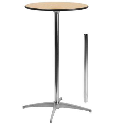 Emma + Oliver 24" Round Wood Cocktail Table with 30" and 42" Columns Image 1