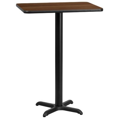 Emma + Oliver 24"x30" Walnut Laminate Bar Table Top-22"x22" Base Image 1