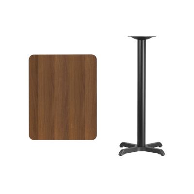 Emma + Oliver 24"x30" Walnut Laminate Bar Table Top-22"x22" Base Image 2