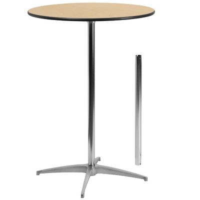 Emma + Oliver 30" Round Wood Cocktail Table with 30" and 42" Columns Image 1