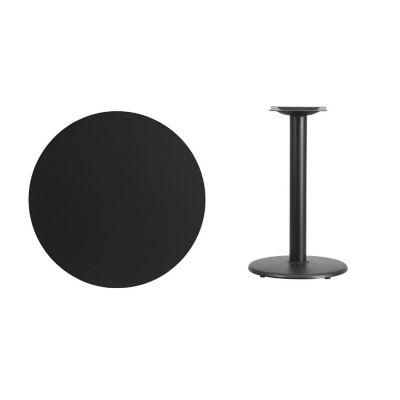 Emma + Oliver 30"RD Black Laminate Table Top with 18"RD Base Image 2