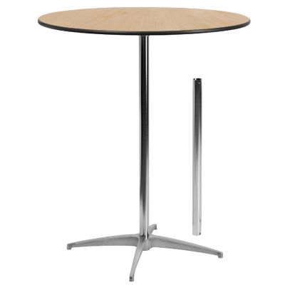 Emma + Oliver 36" Round Wood Cocktail Table with 30" and 42" Columns Image 1