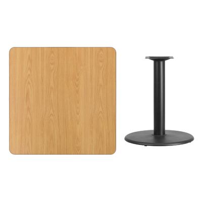 Emma + Oliver 36" Square Natural Laminate Table Top with 24"RD Base Image 2