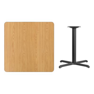 Emma + Oliver 36" Square Natural Laminate Table Top with 30"x30" Base Image 2