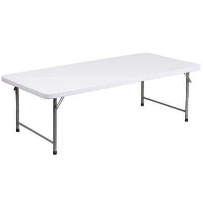 Emma + Oliver 4.93-Foot Kid's Granite White Plastic Folding Activity Table - Play Table Image 1