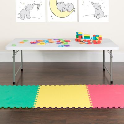 Emma + Oliver 4.93-Foot Kid's Granite White Plastic Folding Activity Table - Play Table Image 1