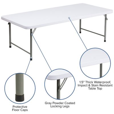 Emma + Oliver 4.93-Foot Kid's Granite White Plastic Folding Activity Table - Play Table Image 2