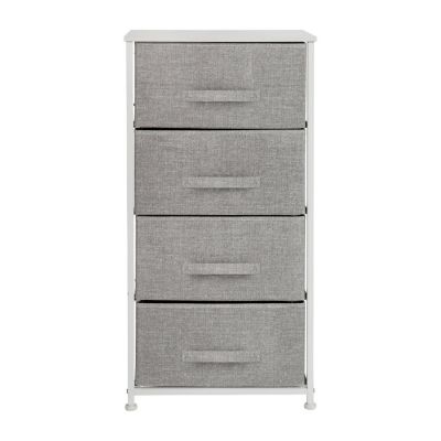 Emma + Oliver 4 Drawer Vertical Storage Dresser with White Wood Top ...