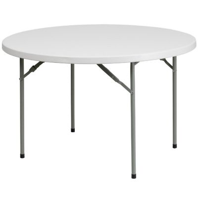 Emma + Oliver 4-Foot Round Granite White Plastic Folding Table - Banquet / Event Folding Table Image 1