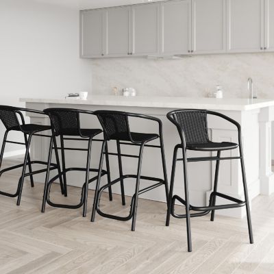 Emma + Oliver 4 Pack Black Barstool Image 1