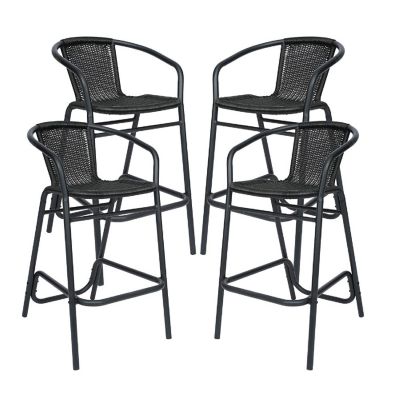 Emma + Oliver 4 Pack Black Barstool Image 1