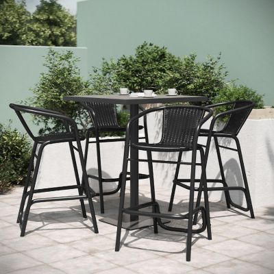 Emma + Oliver 4 Pack Black Barstool Image 2