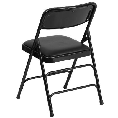 Emma + Oliver 4 Pack Curved Triple Braced Black Vinyl Metal Folding Chair Image 3